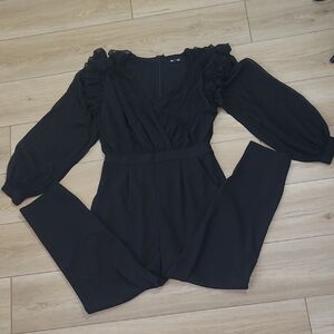 Express Black Ruffled Jumpsuit Size 8